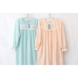 VTG Fundamentals Nightgown Set PL Pink & Mint Green Lace Granny Cottagecore NWT